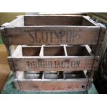 A vintage pop crate bearing the name 'Scots Pop', Drighlington