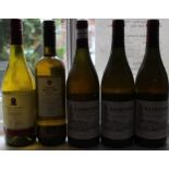 Three bottles of 2004 Sauvignon Blanc, together with two other white wines