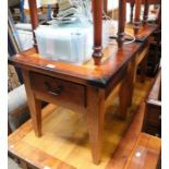 A pair of modern rustic side tables with single drawers