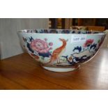 Large antique hand painted Chinese bowl (a/f)