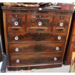 A large Victorian unusual three over three chest of drawers