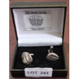 A pair of silver cufflinks from the "Jurassic" Jewellery collection in the form of Trilobite fossils