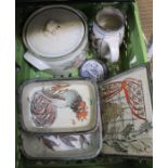 A crate of studio pottery kitchen items - crate to be returned