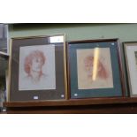Two pastel portraits both framed and glazed