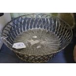 A Continental well plated woven wirework basket