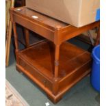 Yew wood lamp table fitted single drawer