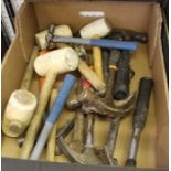 A tray of hammers and mallets