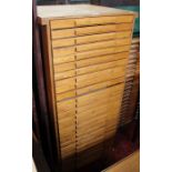 A scratch built plan chest of numerous slender drawers, 124cm x 58cm