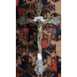 A hanging brass crucifix