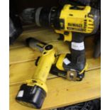 A Dewalt 18v battery drill with another example - sold as seen