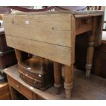 A pine gateleg table, fitted single drawer, 73cm x 89cm