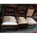 Three various aesthetic period carved chairs, two singles, one carver