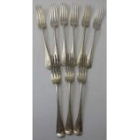 Josiah Williams and Co, a set of nine Victorian silver Dinner forks, Old English design, London 1897