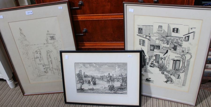 Three framed and glazed pictures and prints - Image 9 of 12