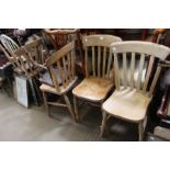 Six traditional slat back kitchen chairs