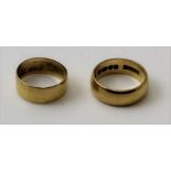 Two 22ct gold plain wedding bands, combined weight 13g