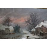 William Stone (1842-1913) "Old Pub on a crossroads in Worcester in Winter" oil painting on canvas, s