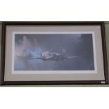 A print of a Spitfire by Barry Clarke, signed