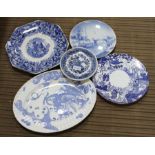 A small selection of blue and white decorative plates