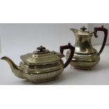 Roberts and Belk, a Georgian design silver tea pot and the matching silver hot water pot, Sheffield