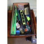 A tray of assorted fishing tackle, quiver tip, floats pole rigs etc