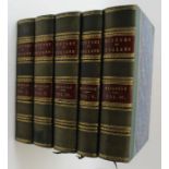 "The history of England" Lord Macaulay, London 1860, set of five volumes, tooled green leather half