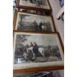 Four large coloured engravings after JR Herring of foxhunting scenes glazed and framed