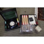 Travelling chess set cased roulette and cased backgammon
