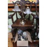 A Tiffany style table lamp, a double table lamp and others various