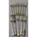 An assortment of silver dessert forks, various patterns, makers, years and assay offices, combined w