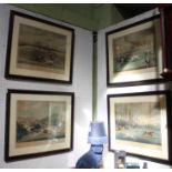 19th century Ackermann/Pollard "The Aylesbury Steeple Chase" set of four glazed and framed