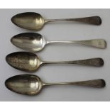 John Bourne, a pair of Georgian silver serving spoons, London 1780, monogrammed "M" together with tw