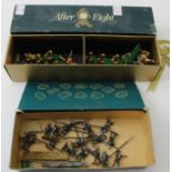 A collection of hand painted, cast metal, Civil War model cavalry and pike men, cavalry 4cm high