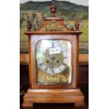 A Georgian design mahogany cased bracket clock, with turned wood and gilded brass decoration