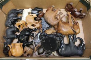 Box of wooden and other model Elephants