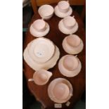 A pink English bone china part tea set