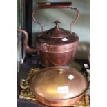 A selection of copper & brass includes Copper Kettle