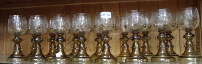 15 etched roemers glasses