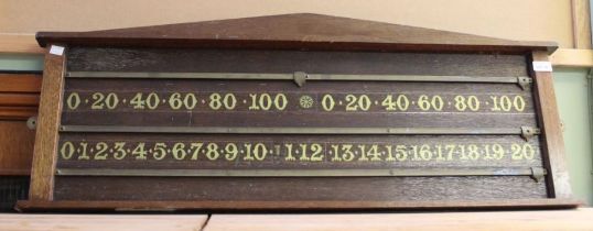 A probable Edwardian Snooker / Billiards Oak Scoreboard