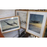 Three wartime aircraft prints with autographs