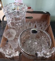Selection of domestic glasswares to include a silver rim bowl