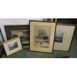 Four various prints to include Notre Dame