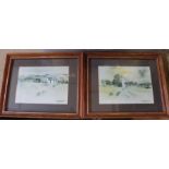 A pair of signed miniature rural prints by Hugh Brandon Cox (2)