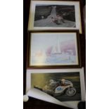 Two limited edition sporting prints with autographs and two others in tubes