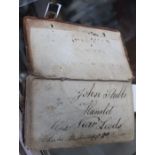 Rider's Almanack, London 1777 with hand written notes, leather bound, (board detached)