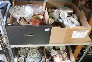 Four boxes of assorted ceramics and glassware