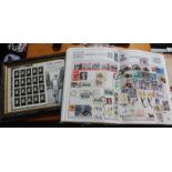 A framed set of twenty, 32 cent postage stamps of Hollywood Legend James Dean & a Stanley Gibbons al