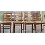 Four Ladder Back Strung Seated Chairs