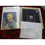 Sami Zilkha 'Mother and child' monotype with certificate and a book of Van Gough