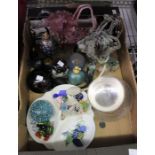 Tray of Assorted Modern Glass and Paperweights
